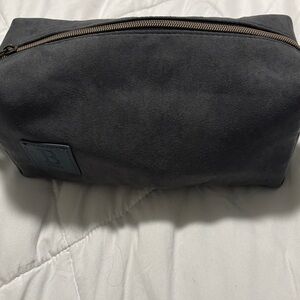 Beekman 1802 Black Suede Toiletry Bag with Logo Patch